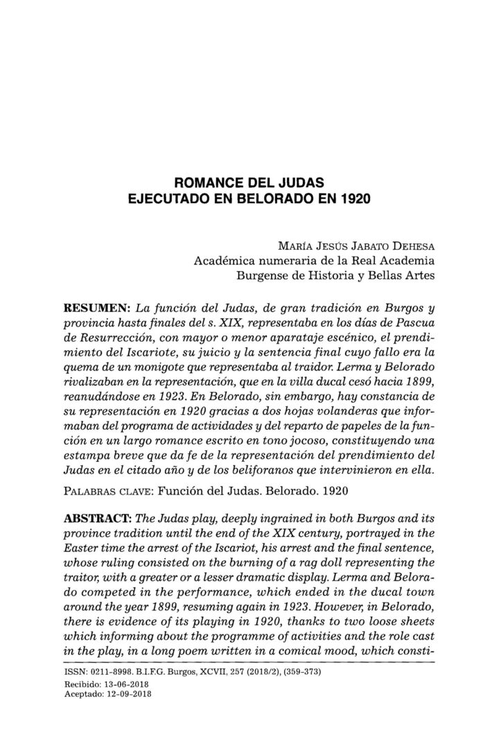 Romance del Judas ejecutado en Belorado en 1920