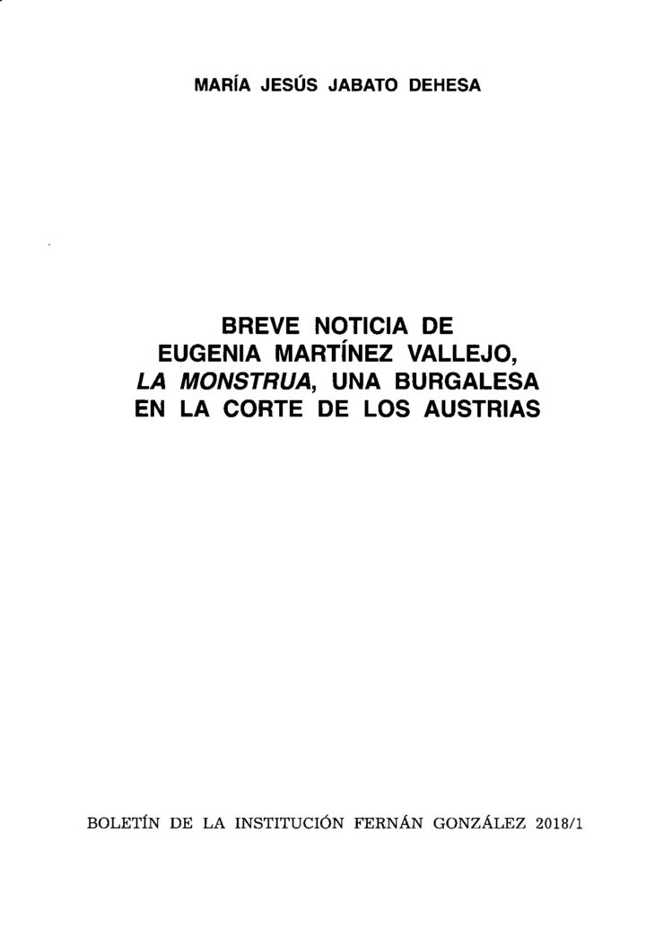 Breve noticia de Eugenia Martínez Vallejo, «la monstrua», una burgalesa en la Corte de los Austrias